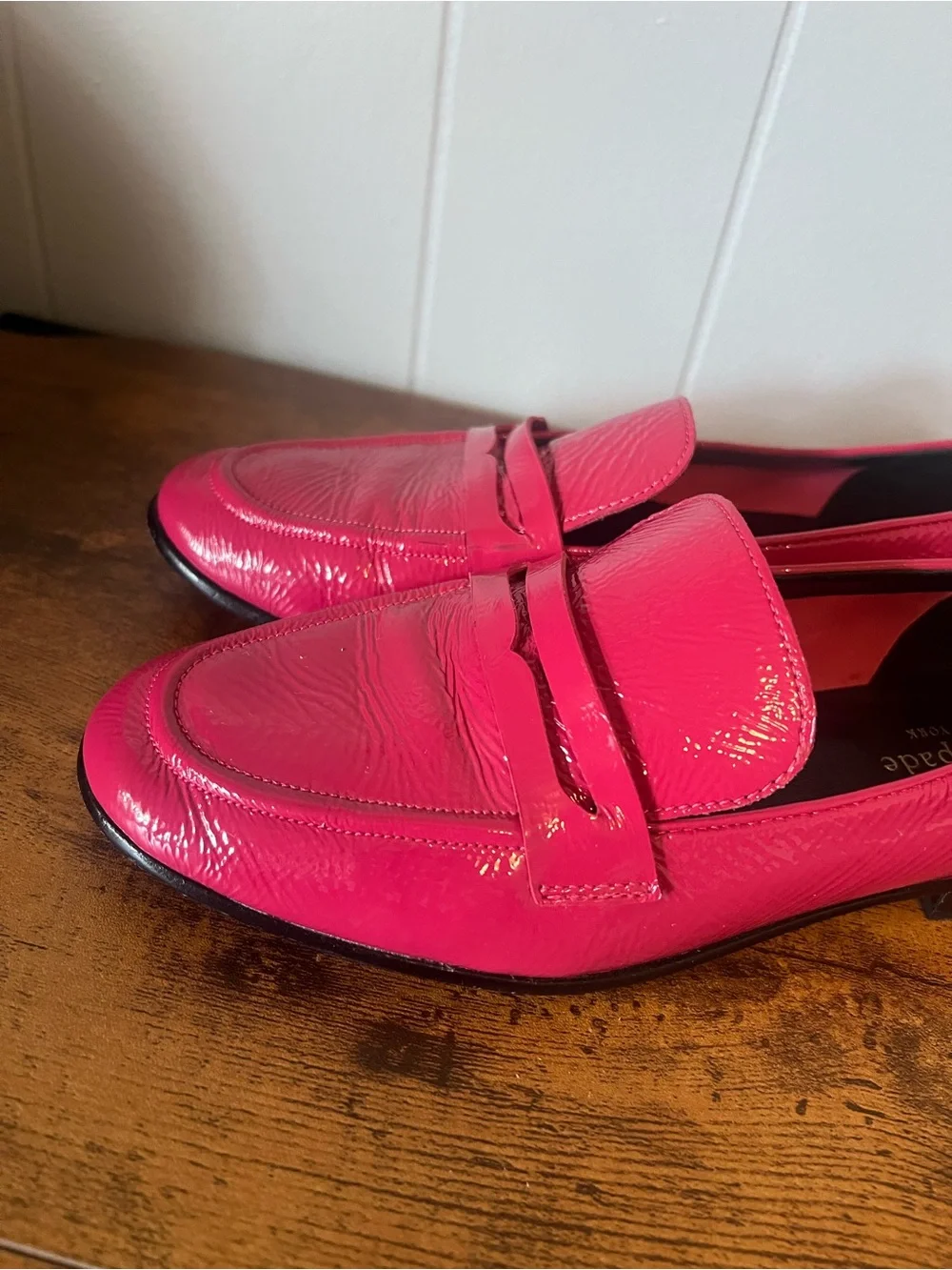 Good used Kate Spade Size 6.5, Hot Pink Loafers, VERO, Leather